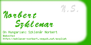 norbert szklenar business card
